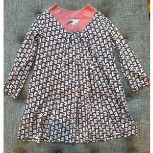 Tea Collection Girls Dress Scottie Dog Pleated Trapeze Pink Gray Girls Size 7